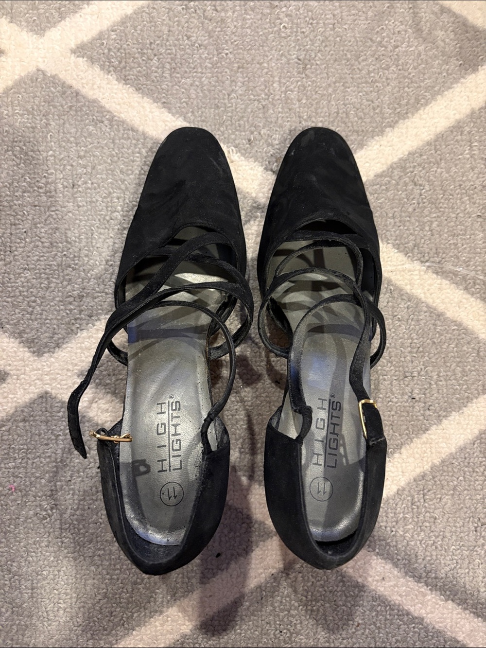 Black Lace-Up Pointed Heels